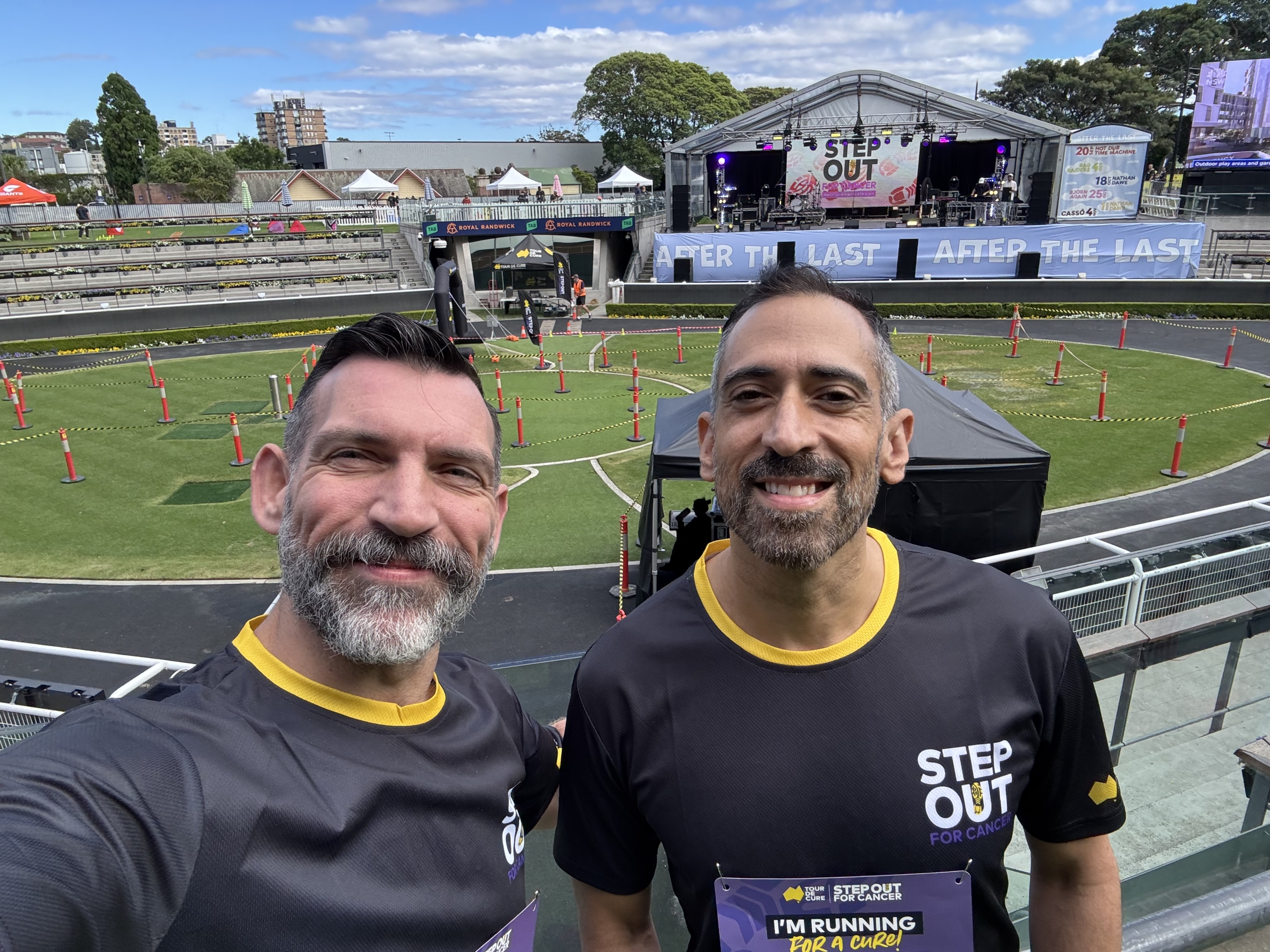 Christian Paesano from The Body Project running in the Step Out for Cancer charity event, supporting cancer awareness and community health.